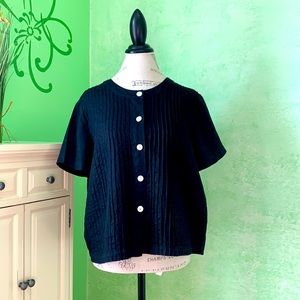 ORVIS short sleeve black linen top